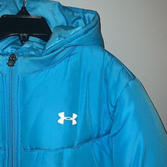 Under Armour Girls Youth XL  sky blue Winter Puffer Hooded Jacket - Picture 2 of 8